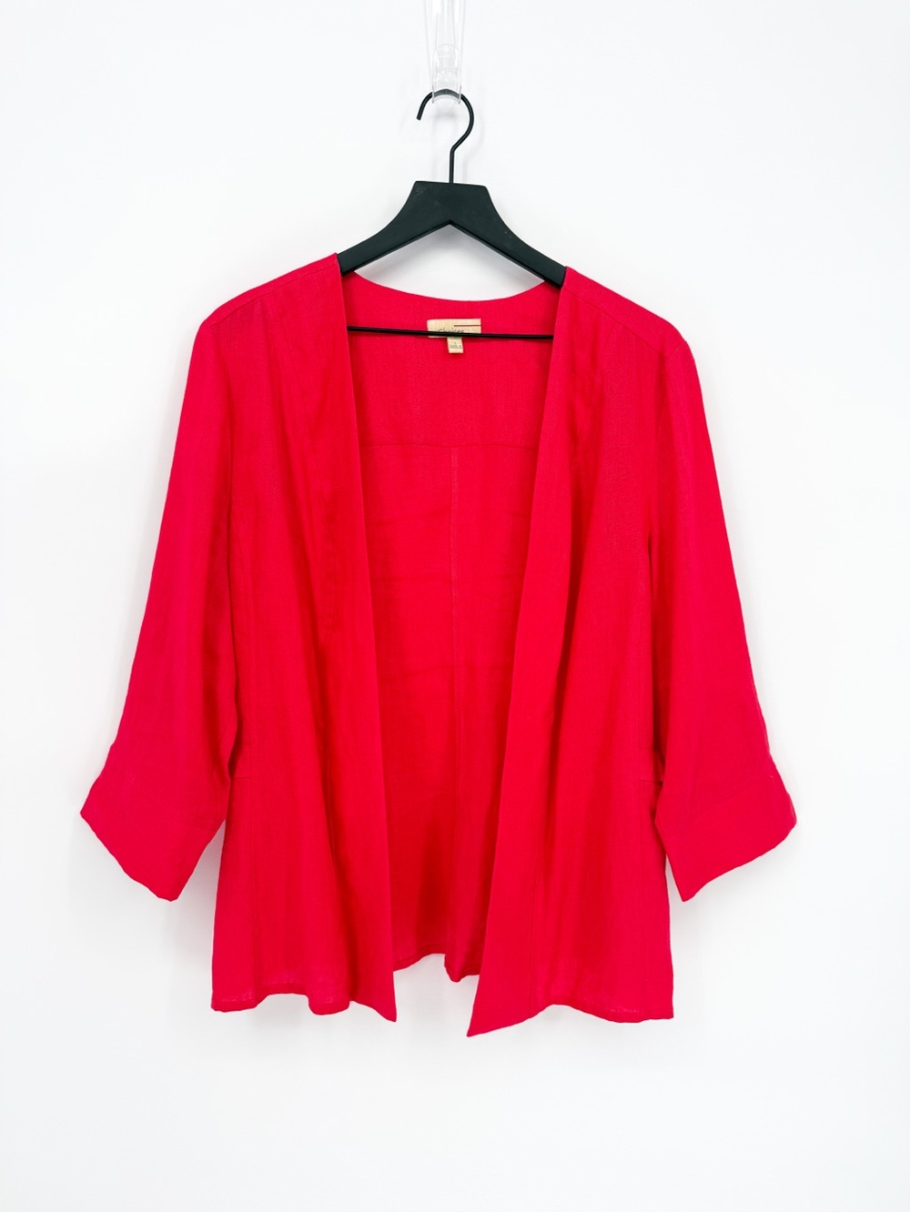 Choices Hot Pink 100% Linen Open Front Cardigan Lightweight Jacket D-Ring Large